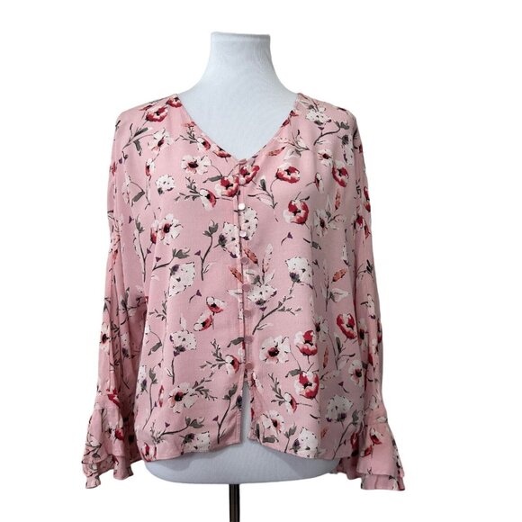 Revolve Sanctuary Posey Bell-Sleeve Blouse In Pink Womens Small S - Picture 1 of 6